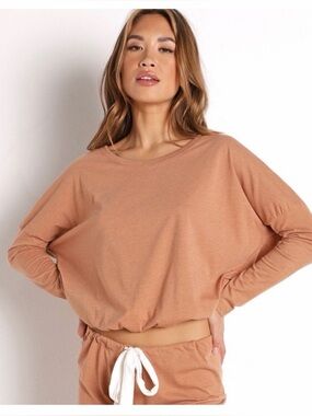 NWT Eberjey Heather Slouchy Top Pecan